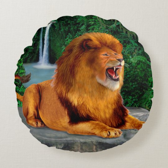 The Roaring Lion King Round Pillow