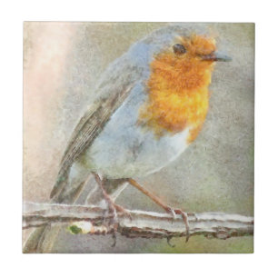 The Robin Is A Gabriel Watercolor Tile