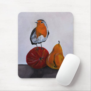 The Robin's Fleeting Visit Painting by Alfred Fox Mouse Pad