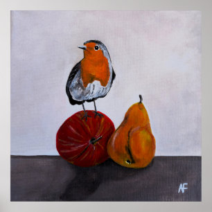 The Robin's Fleeting Visit Painting by Alfred Fox Poster