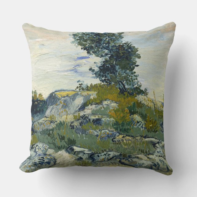 The Rocks Vincent van Gogh Throw Pillow (Front)