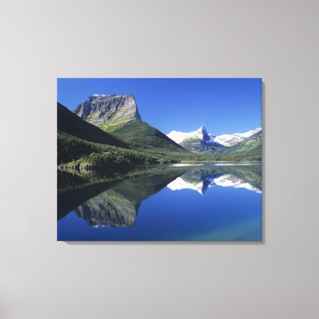 The Rocky Mountains reflected on Saint Mary Lake, Canvas Print (Front)