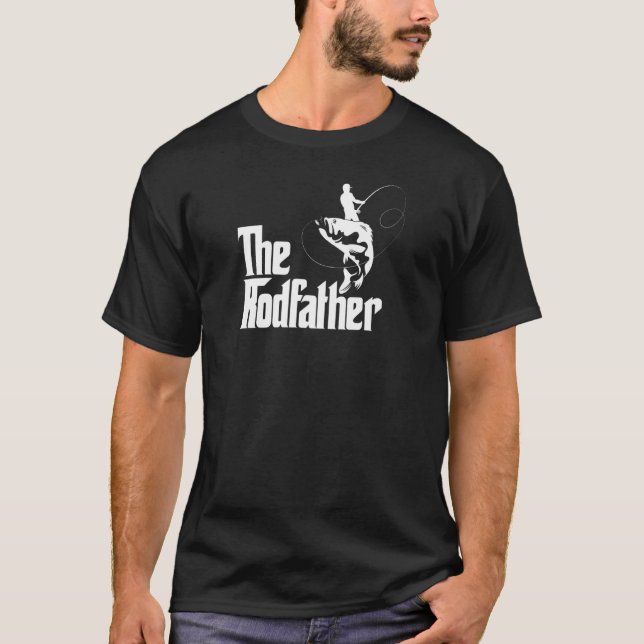 The Rodfather  Fishing Dad Design T-Shirt (Front)