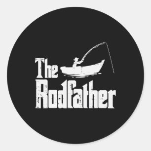 The Rodfather Fun Fishing Fathers Day Movie Pun Da Classic Round Sticker
