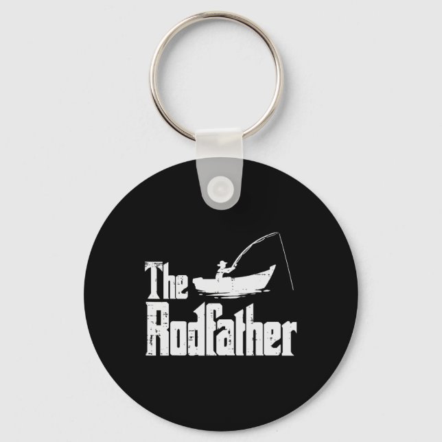 The Rodfather Fun Fishing Fathers Day Movie Pun Da Keychain (Front)