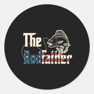 The Rodfather Retro Groovy Fishing Lover Fathers D Classic Round Sticker