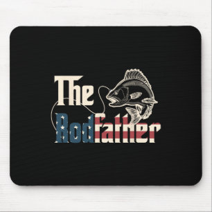 The Rodfather Retro Groovy Fishing Lover Fathers D Mouse Pad