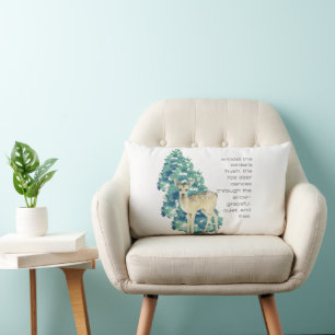 The Roe Deer Dances Through The Snow Lumbar Pillow