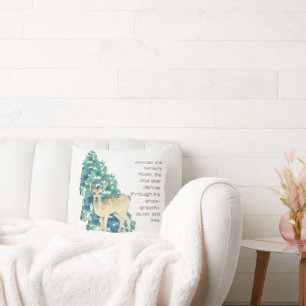 The Roe Deer Dances Through The Snow Throw Pillow