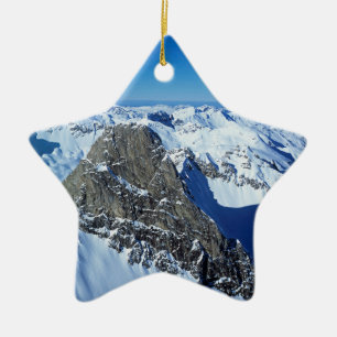 The Roggspitze St Anton Holiday Card Poster Photo  Ceramic Ornament