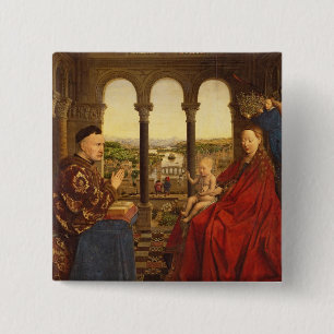The Rolin Madonna , c.1435 2 Inch Square Button