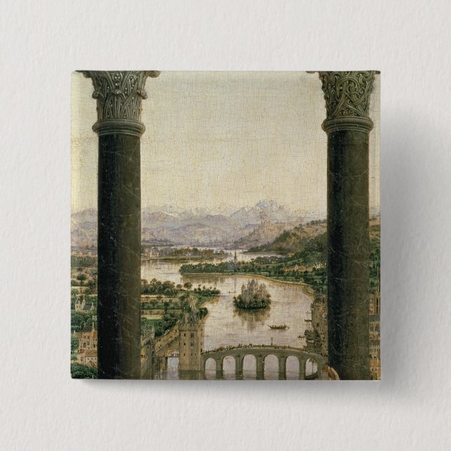 The Rolin Madonna , c.1435 2 Inch Square Button (Front)
