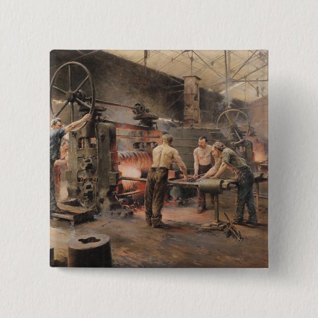 The Rolling Mill 2 Inch Square Button (Front)