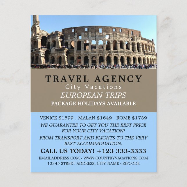 The Roman Colosseum, Rome, Travel Agency Advert Flyer (Front)