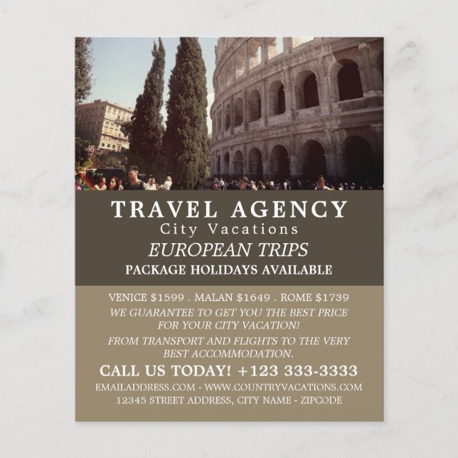 The Roman Colosseum, Travel Agency Advert Flyer (Front)
