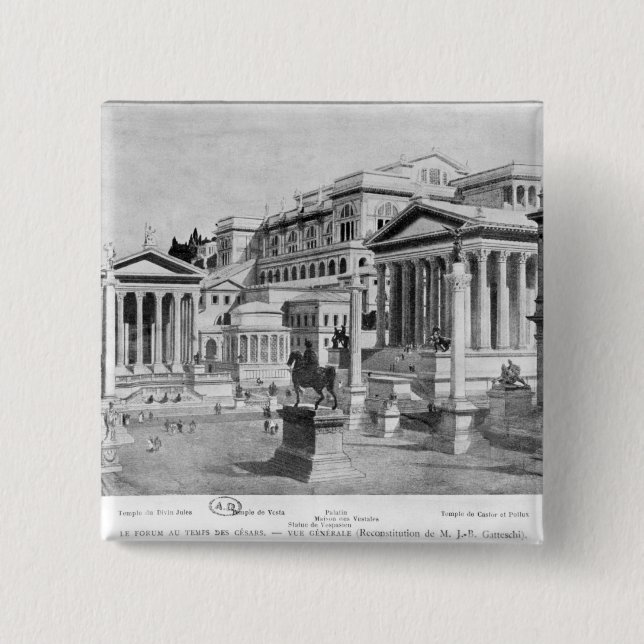 The Roman Forum of Antiquity 2 Inch Square Button (Front)