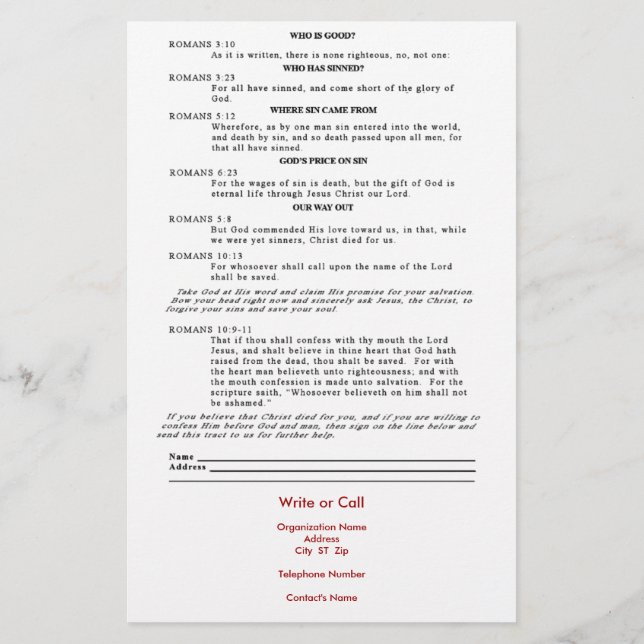 The Roman Road Flyer (Back)