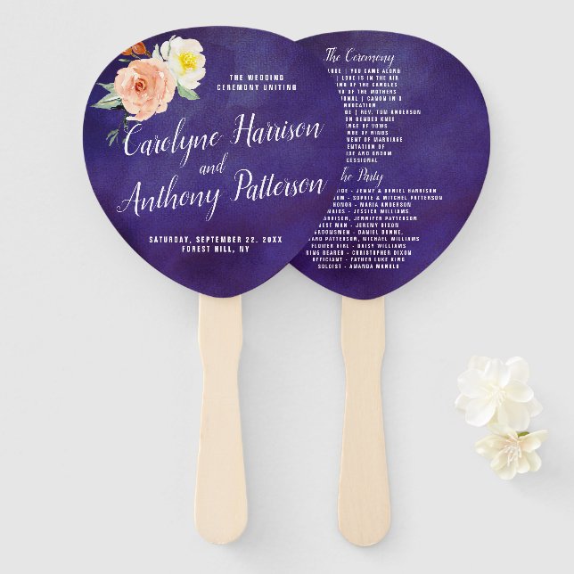The Romance In Bloom Wedding Collection Hand Fan (Front and Back)