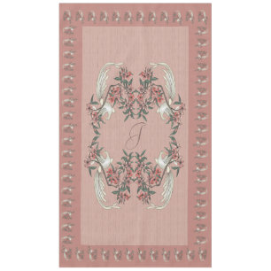 The Romance of Silk w/ Monogram 60" x 104" Peach Tablecloth