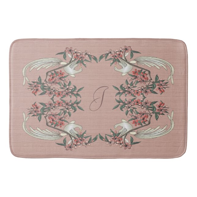 The Romance of Silk w/ Monogram Peach Bath Mat (Front)