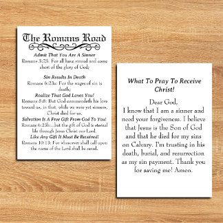 The Romans Road Sinner's Prayer Card