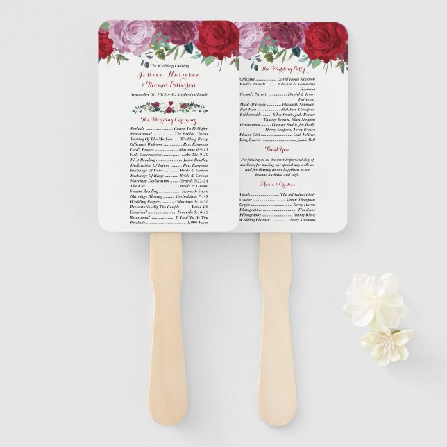 The Romantic Floral Wedding Collection Hand Fan (Front and Back)