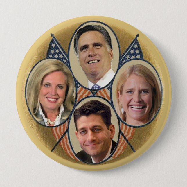 The Romney Ryan Team 4 Inch Round Button (Front)