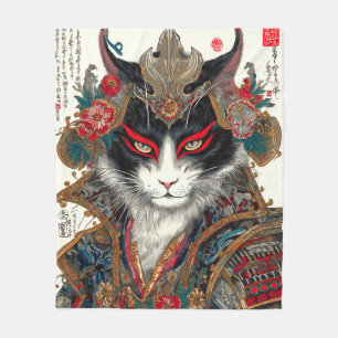 The Ronin Cat   Ukiyo-e Samurai Warrior Fleece Blanket