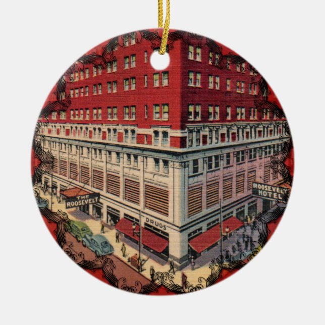 The Roosevelt Hotel Vintage Christmas Ornament (Front)