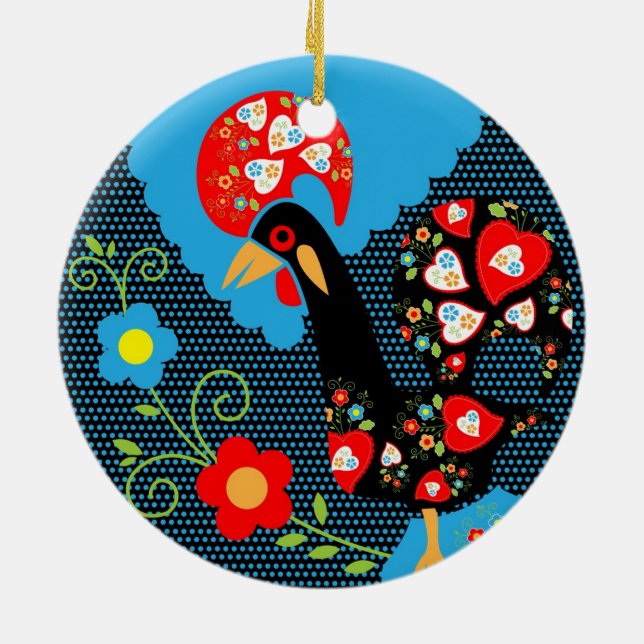 The Rooster of Portugal Ceramic Ornament (Back)