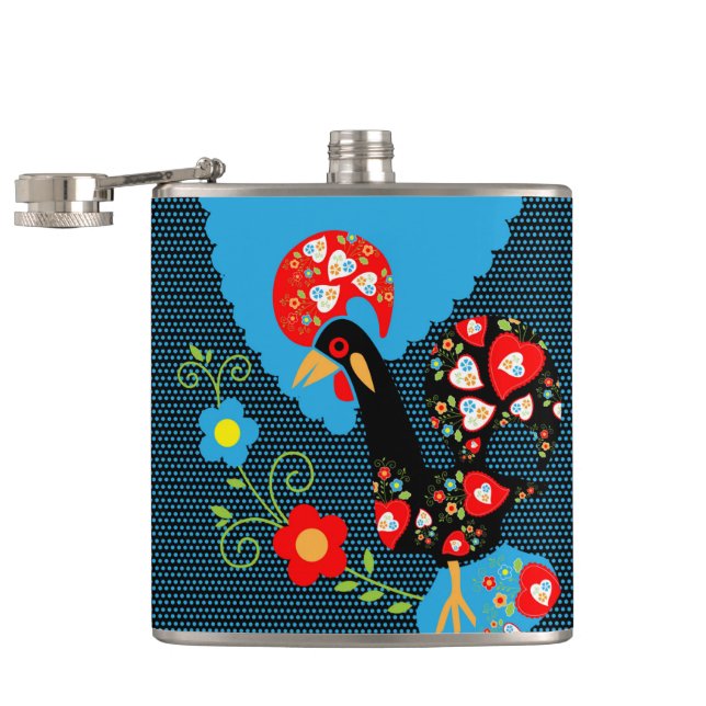 The Rooster of Portugal  Hip Flask (Opened)