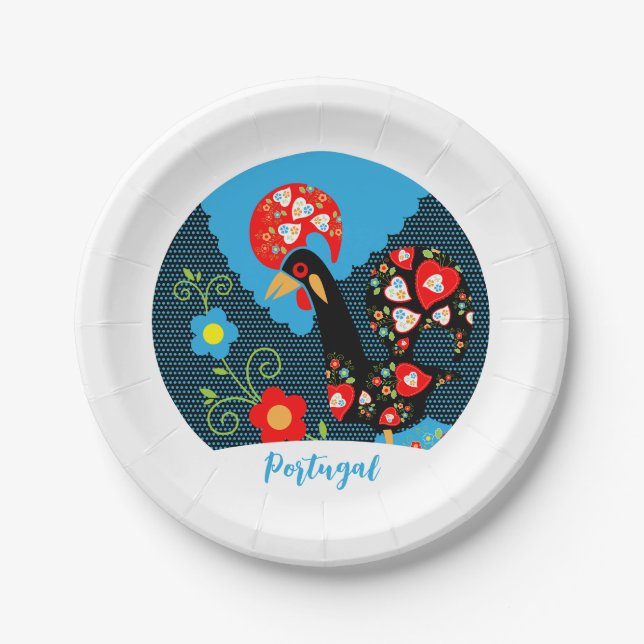 The Rooster of Portugal  Paper Plate (Front)
