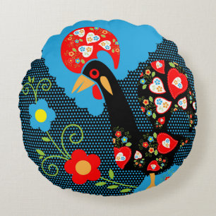 The Rooster of Portugal Round Pillow