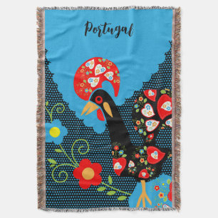 The Rooster of Portugal Throw Blanket