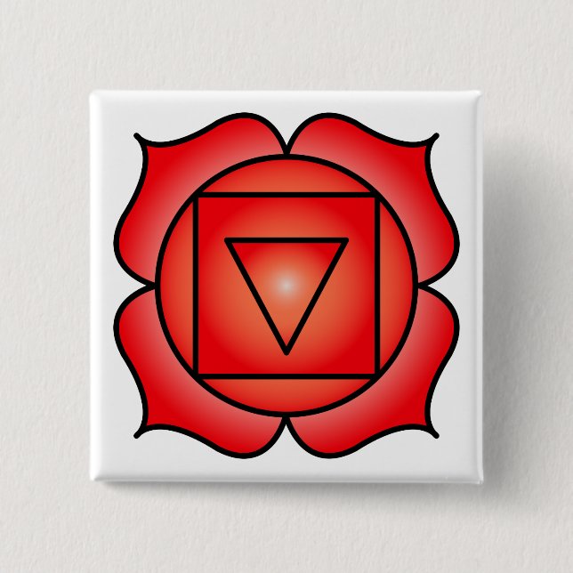 The Root Chakra 2 Inch Square Button (Front)
