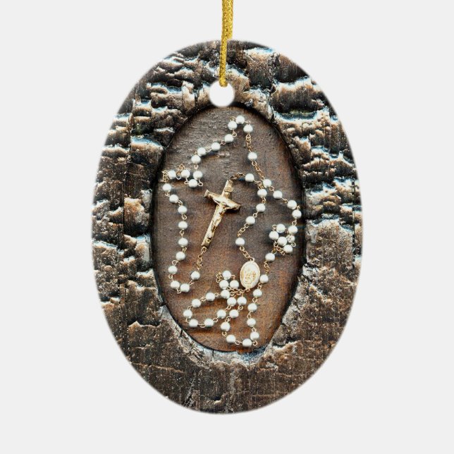 The Rosary & Prayer For Healing Ceramic Ornament (Front)