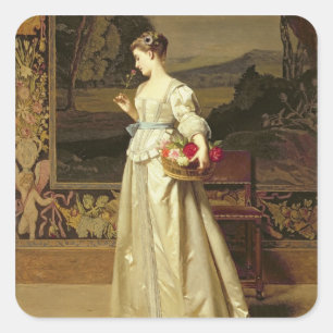 The Rose Basket (oil on panel) Square Sticker