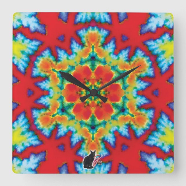 The Rosey Kaleidoscope Square Wall Clock (Front)