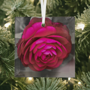 The Rosy Camellia Glass Ornament