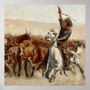 The Roundup Western Art by Frederic Remington Poster
