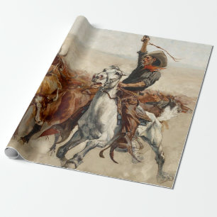 The Roundup Western Art by Frederic Remington Wrapping Paper