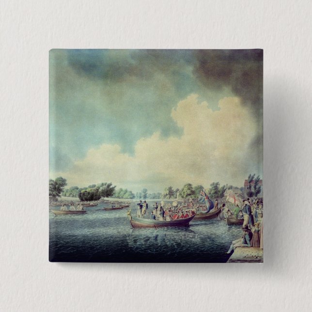The Rowing Match at Richmond 2 Inch Square Button (Front)