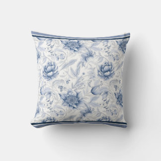 The Royal Blue Porcelain Floral Pattern Vol.1 Throw Pillow