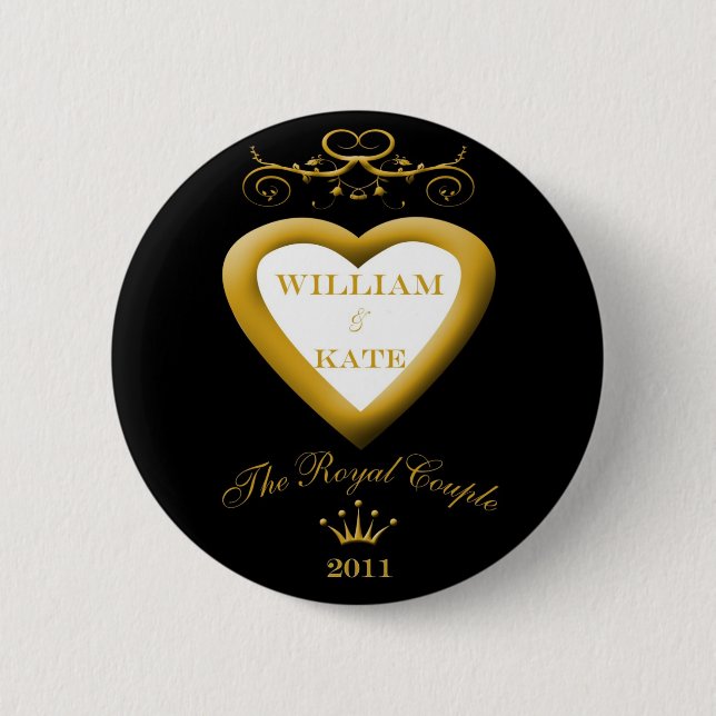 The Royal Couple William and Kate Souvenier Button (Front)