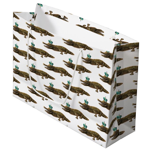 The Royal Croc - Jewel Alligator Large Gift Bag (Front Angled)
