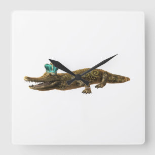 The Royal Croc - Jewel Alligator Square Wall Clock