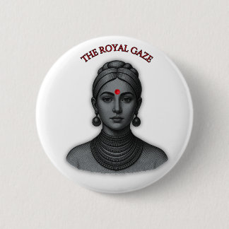 The Royal Gaze - Indian Queen Line Art 2 Inch Round Button