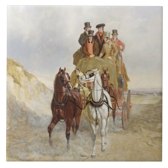 The Royal Mail Coach on the Road, 1841 (oil on pan Tile (Front)