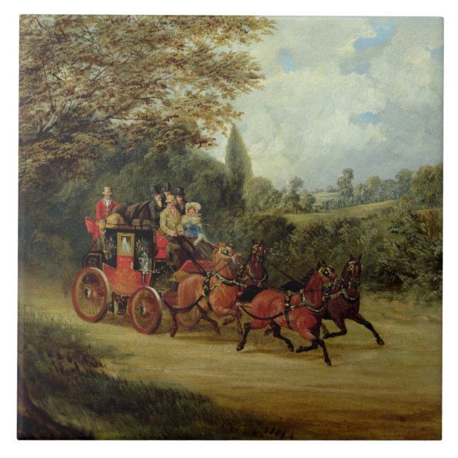 The Royal Mail Coach with Passengers (oil on canva Tile (Front)
