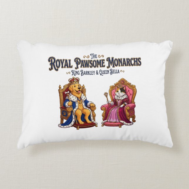 The Royal Pawsome Monarchs Accent Pillow (Front)